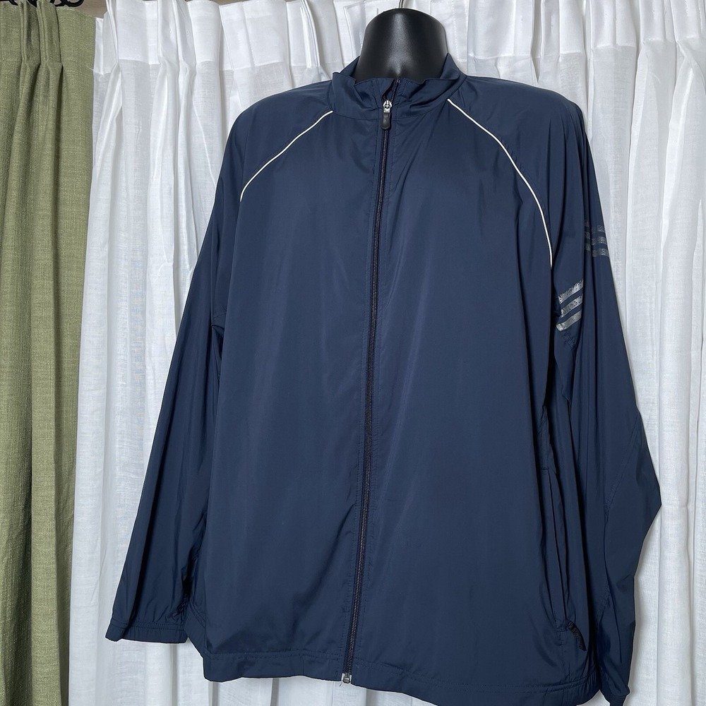 Adidas Windbreaker Jacket Men XL Blue ClimaProof Lightweight